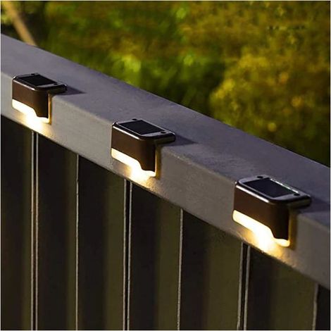 Lot de 3 lampes solaires d'extérieur pour terrasse, lampes solaires LED étanches pour escaliers, marches, clôtures, patios et (1/5)