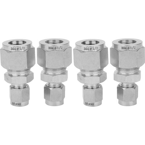 4 Edelstahl-Klemmringverschraubungen, gerade Doppelklemmring-Rohrverbinder für Schläuche (Ф1/4-Ф1/2) (1/5)