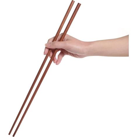 Deux Paires Baguettes Cuisine Rouges – Bois Naturel – 16,5 Pouces – Lavables et Résistantes (1/5)