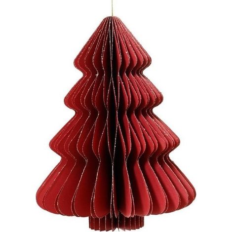 Pendente árbol de Navidad en papel glitter rojo 15 × 20