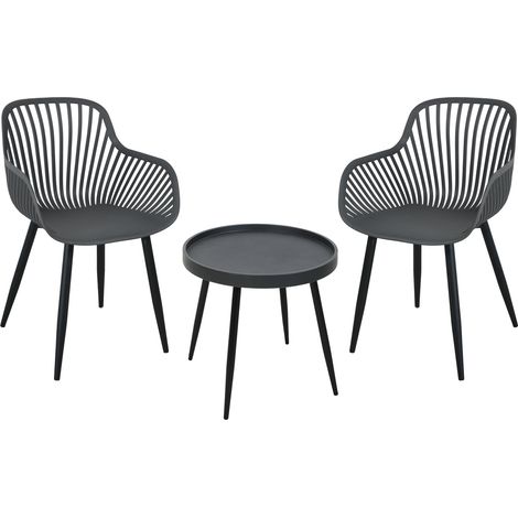 SVITA PHILLY Sitzgruppe Balkonmöbel Set 3 teilig Grau/Schwarz (1/5)