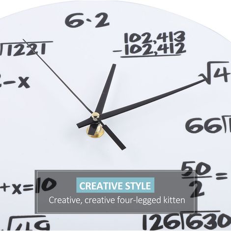 Dekorative 3D-Wanduhr mit mathematischen Formeln für Kinderzimmer, Babyzimmer und Wohnräume, originelles Lernzifferblatt (1/5)