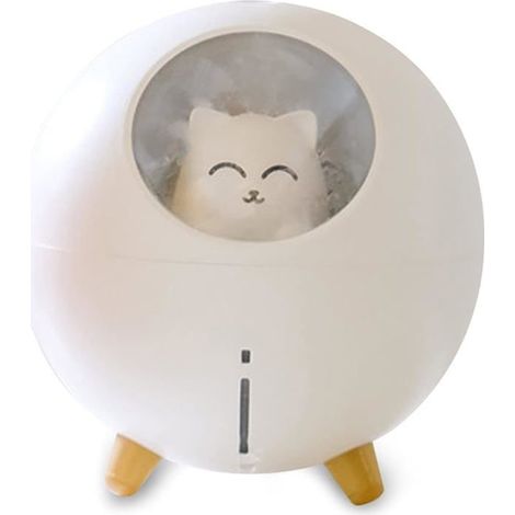 Humidificador de aire TuseRxln Planet Cat para el hogar, 220 ml, niebla fría con luz de 7 colores, apagado automático, pulverizador para