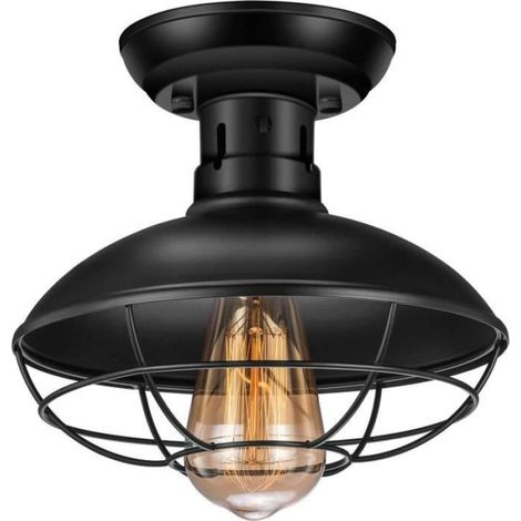 1 Plafonnier Industriel, Métal, Vintage, Noir, Intérieur, Cuisine, Salon (1/4)