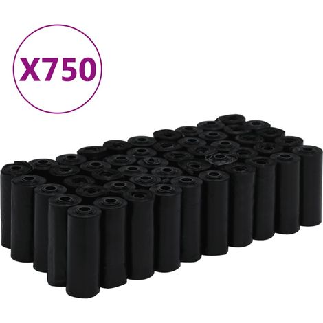 Sacs à crottes pour chiens 750 pcs noir 30x20 cm PE