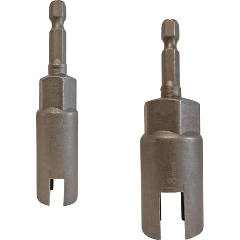 Douille hexagonale 1/4" 5 et 8 mm fendue Cr-V Douille à choc 80 mm de long pour outils électriques Pour fixation de crochets à vis, porte-tasses M3 à M8.5 et écrous à ailettes (1/5)