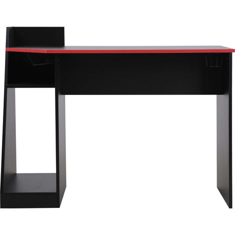 Rebecca Mobili Scrivania Gaming Tavolo per Pc Nero Rosso in Legno Design Moderno con Accessori (1/5)