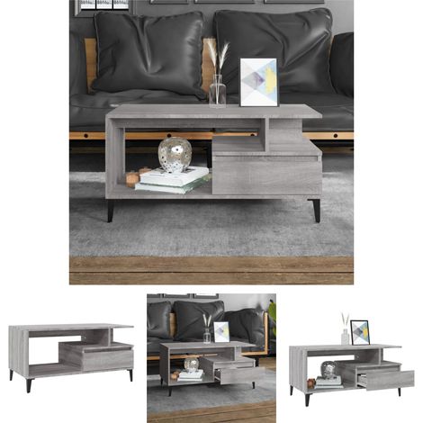 Maison Exclusive Couchtisch Grau Sonoma 90x49x45 cm Holzwerkstoff (1/5)