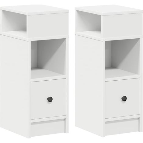 Maison Exclusive - Nachttische 2 Stk. mit Schublade Weiß 25x31x66