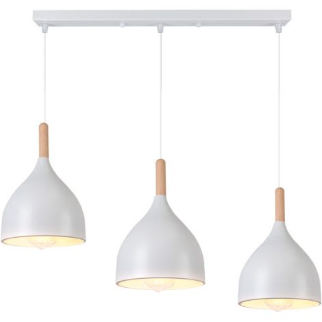 royaluxe- Suspension Luminaire Rétro 3 Lumières Plafonnier Moderne Lustre En Métal Blanc Suspension Lustre D'Intérieur Pour Chambre Salon Couloir