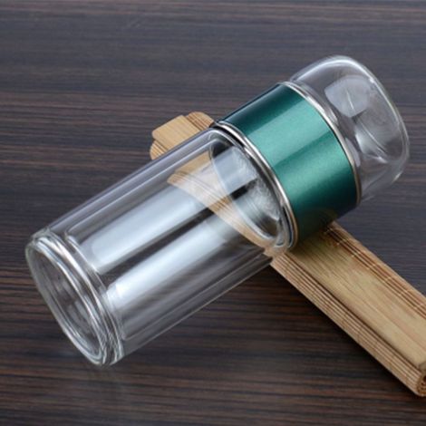Gobelet infuseur à thé transparent double paroi isolante de 280 ml pour une infusion quotidienne. (1/5)