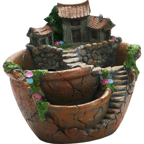 Pot de fleurs double face en résine pour plantes d'intérieur (1/5)