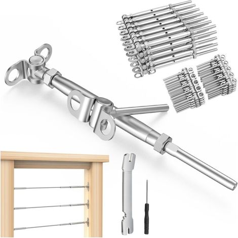 1/8"-Kabelgeländer-Set, 10 Paar, Kippspanner, einstellbarer Winkel, Edelstahl T316, für 2"x2"- und 4"x4"-Holzpfosten, für Treppen, BL025