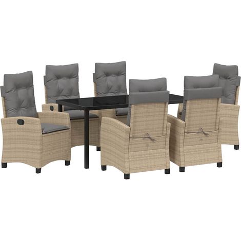 Maison Exclusive - Ensemble de salle à manger pour jardin 7 pcs Beige polyrotin (1/5)