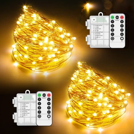 Guirlande Lumineuse à Piles 2  10M/200 LED, Guirlande Led, Imperméable IP65 Étanche, Décoration Intérieur et Extérieur en Noël, Nouvel An, Mariage, Soirée, Guirlande Noël (2 pack) (1/5)