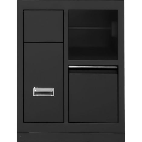 JBM 16493 Mobile 3 cassetti con supporto bobina di carta per officina - Nero