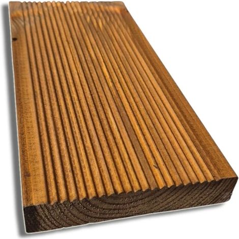 Pavimento in Legno Antiscivolo da 14,5x2,7 cm, 5pz da 200 cm, colore Castagno