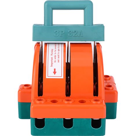 Sectionneur à couteau à double commutation rouge orange 3P raccordement bornier matériel électrique 32A (1/5)