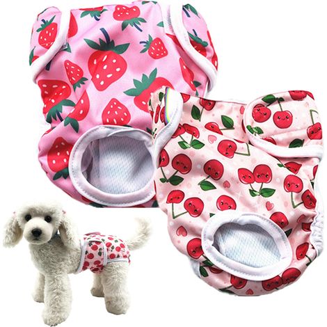 2pièces Couche Chien Femelle,Couche pour Chien Femel,Couches pour Chiens Femelle Lavables,Culotte Hygiénique Réutilisable pour Animaux,pour Période de Chaleur,Fièvre ou D'incontinence (S) (1/5)