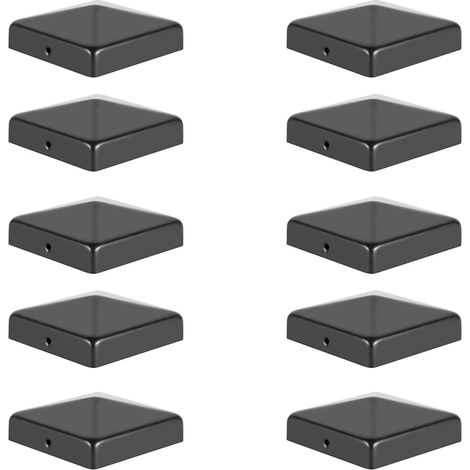 TolleTour 10 Stück Pfostenkappe 91x91 mm aus Eisen, Zaunpfosten Schutzkappen, wetterfest und rostfrei, dekorative Pyramidenform für Garten Schwarz