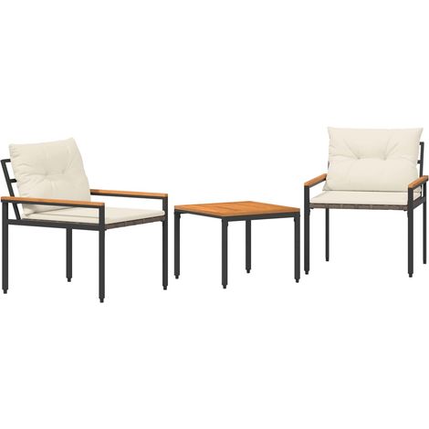 Gartenmöbel-Set 3 pcs Cremeweiß Poly-Rattan vidaXL (1/5)