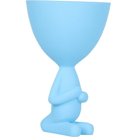 Vase en pot de fleurs succulentes créatif abstrait mignon méchant récipient en pot (bleu)