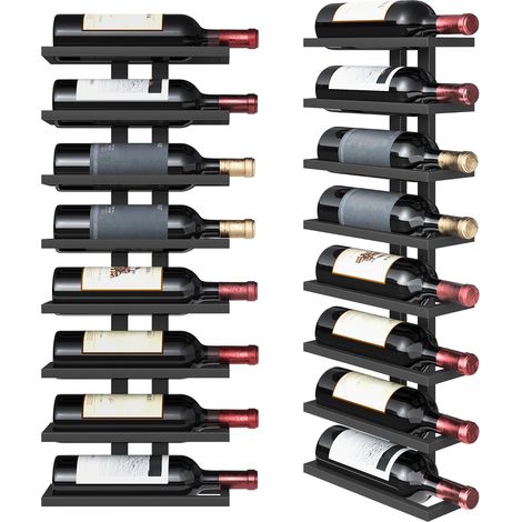 Étagère murale en métal et bois pour 3 bouteilles de vin