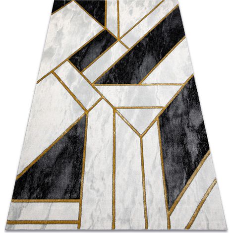 Exklusiv EMERALD Teppich 1015 glamour, stilvoll Marmor, geometrisch schwarz / gold black 160x220 cm
