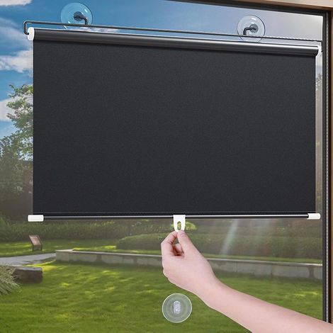 Store enrouleur occultant à ventouses pour fenêtres — Pare-soleil rétractable et portable, installation sans perage, pour chambres — 50 cm x 125 cm (1/5)