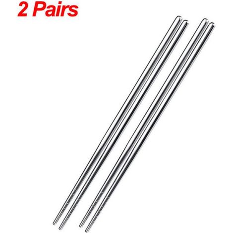 Baguettes - Acier Inoxydable - Pour Sushi Coréen Japonais - 2 Paires