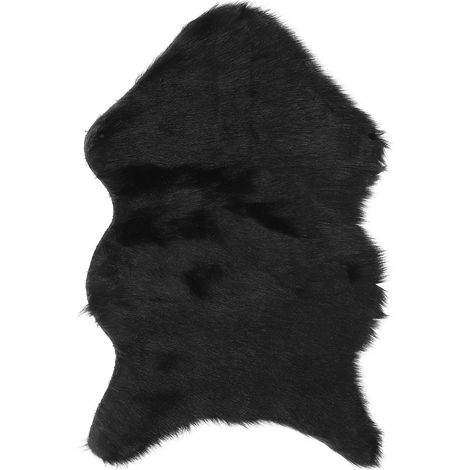 Tapis doux en imitation laine, tapis chaud, housse de chaise, tapis de sol pour chambre, canapé ou salon, noir (1/4)