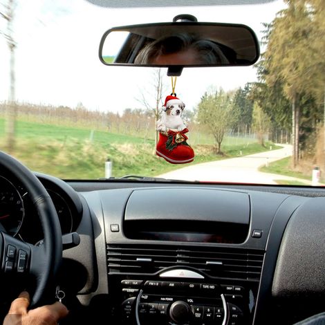 Chaussette de Noël décorative à suspendre, cadeau de Noël, décoration de voiture pour les fêtes (1/4)