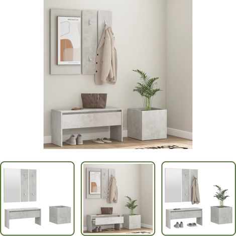 Banc d'entrée - Ensemble de meubles de couloir Gris béton Bois d'ingénierie (1/5)