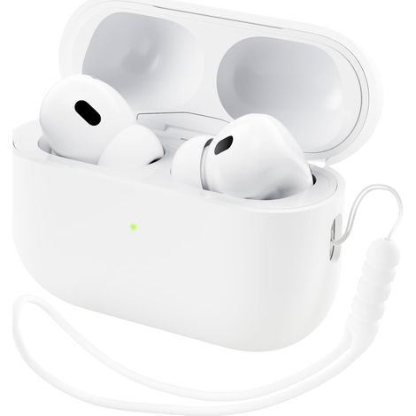 1 Coque de protection, Silicone liquide, LED visible, Compatible AirPods Pro 2, Avec corde (1/5)