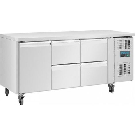 Table inox réfrigérée tropicalisée positive 358 Litres 1 porte, 4 tiroirs, 220 V - MONO