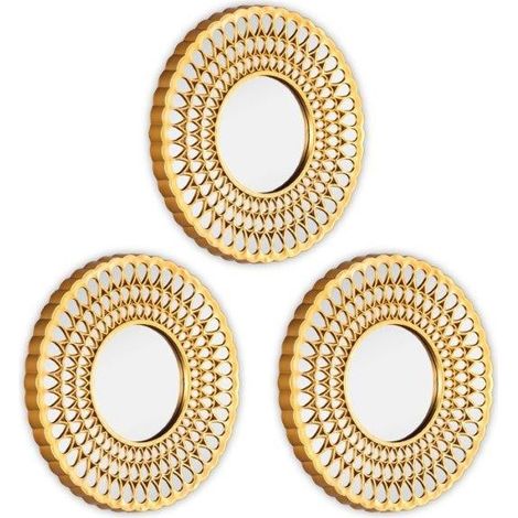 JACKY SET DI 3 SPECCHI DA PARETE TONDI CON CORNICE TRAFORATA