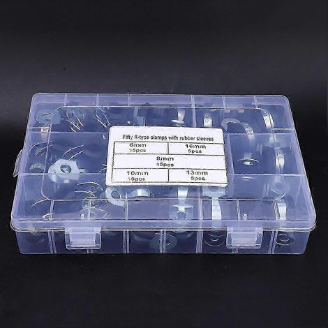 50 abrazaderas de manguera acolchadas de goma tipo R para cables eléctricos, de 6 a 16 mm, edición 0619