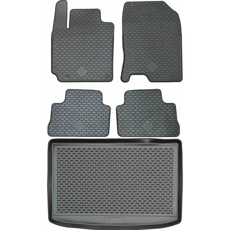 Hyundai Kona Crossover 2018 (JUEGO) - Alfombrillas de goma para coche + alfombrilla para maletero