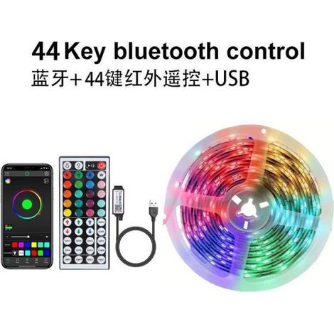 Bande Lumineuse LED - Contrôleur Musical Bluetooth 5 V - 15 M - 44 Touches - Usage Intérieur - 1 Pièce (1/5)