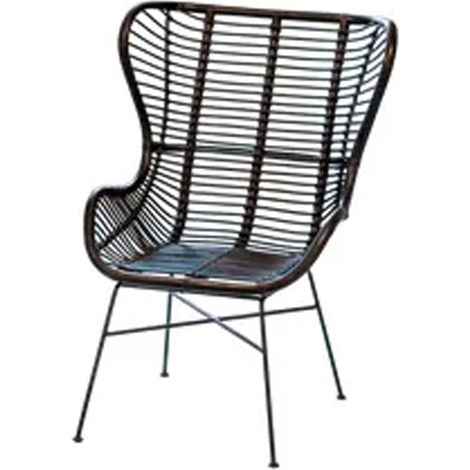 Fauteuil papillon Victoria – 98 x 80 x 81 cm – métal et rotin noir – assise confortable en rotin naturel – structure en aluminium – Cezar (1/4)