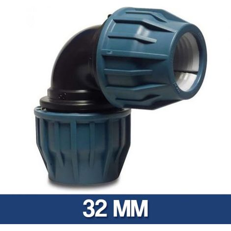 GOMITO A COMPRESSIONE RACCORDO CURVO PER TUBO IRRIGAZIONE IN POLIETILENE 32316V 32 MM (25166)