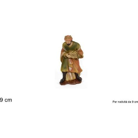 TrAdE Shop Traesio - Statuina Melchiorre 9 Cm Per Presepe In Resina Decoro Natale Natalizio Nativita' - (1/2)