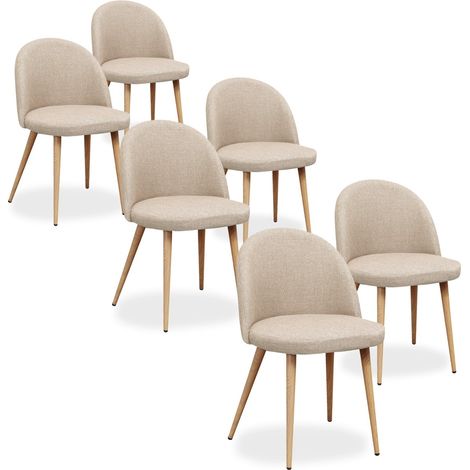 Lot de 6 chaises scandinaves Cecilia tissu Beige (1/2)