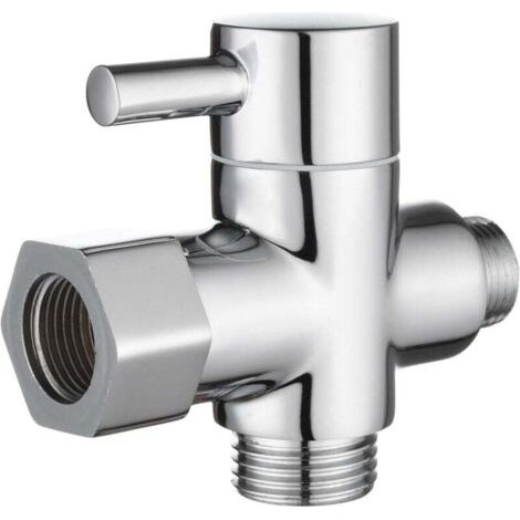 Vanne 3 Voies en Laiton Massif 3/8"-12/17 T Adaptateur Vanne de Derivation pour Toilette WC, Chromé, DSF007D