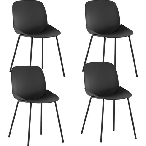 Set 4 Sedie Eva 46x55x79 cm in Polipropilene Nero (1/5)
