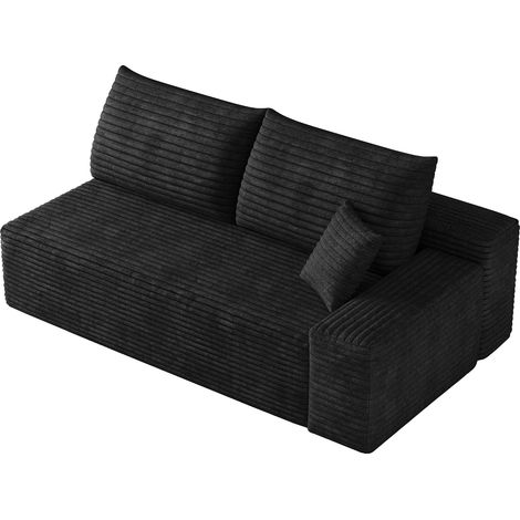 Modulares Sofa 2-Sitzer Ohne Montage, Chaise Longue Sitz, Weicher Cordstoff, Schwarz (1/5)