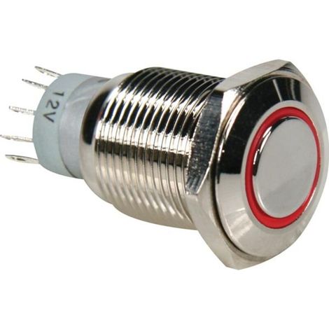 Bouton-Poussoir - Spdt 1No 1Nc - Ø16 Mm - Rouge - 12 V Led - Ip65 - 1 Pièce (1/4)