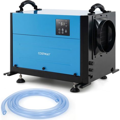 Deumidificatore professionale da 58,5 l/giorno con 3 modalità, timer 24 ore, tubo di scarico, sbrinamento automatico, per cantina, blu (1/5)