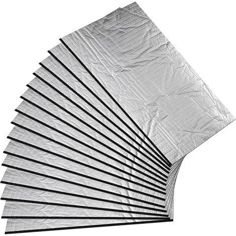 Packung mit 15 selbstklebenden, 5 mm dicken Aluminium-Isolierplatten, 0,68 m², 25 x 18 cm, Schall- und Wärmeschutz