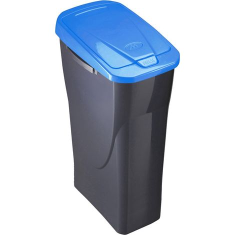 Cubo ecobin con tapa color negro/azul 21,5 x 31 x 42 cm 15 l